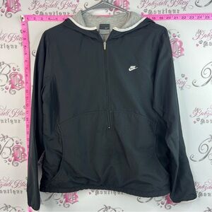 Nike Black Hooded Half-Zip Windbreaker with Gray Lining coat jacket sweater